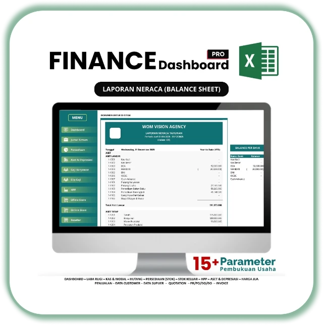 Preview laporan neraca / balance sheet